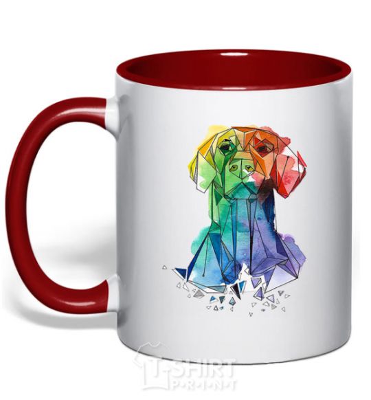 Mug with a colored handle Labrador colored red фото