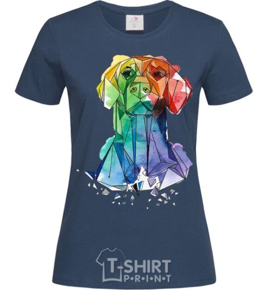 Women's T-shirt Labrador colored navy-blue фото