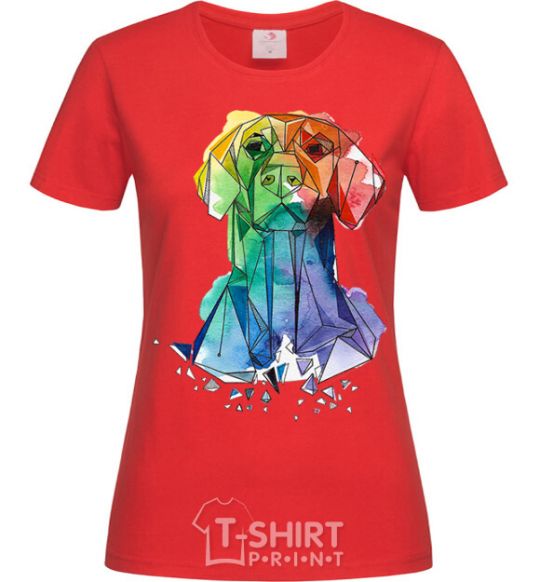 Women's T-shirt Labrador colored red фото