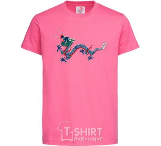 Детская футболка Цветной Дракон Ярко-розовый фото