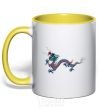 Mug with a colored handle Colored Dragon yellow фото