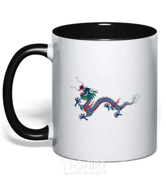 Mug with a colored handle Colored Dragon black фото