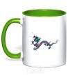 Mug with a colored handle Colored Dragon kelly-green фото
