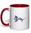 Mug with a colored handle Colored Dragon red фото