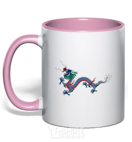 Mug with a colored handle Colored Dragon light-pink фото