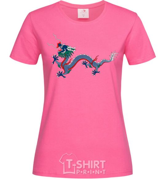 Женская футболка Цветной Дракон Ярко-розовый фото