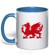 Mug with a colored handle Red Dragon royal-blue фото