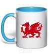 Mug with a colored handle Red Dragon sky-blue фото