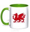 Mug with a colored handle Red Dragon kelly-green фото