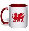 Mug with a colored handle Red Dragon red фото