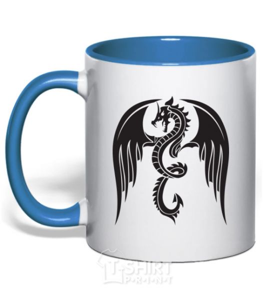 Mug with a colored handle Dragon Wings royal-blue фото