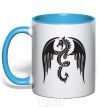 Mug with a colored handle Dragon Wings sky-blue фото