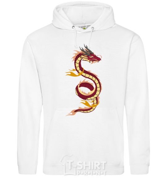 Men`s hoodie Burgundy Dragon White фото
