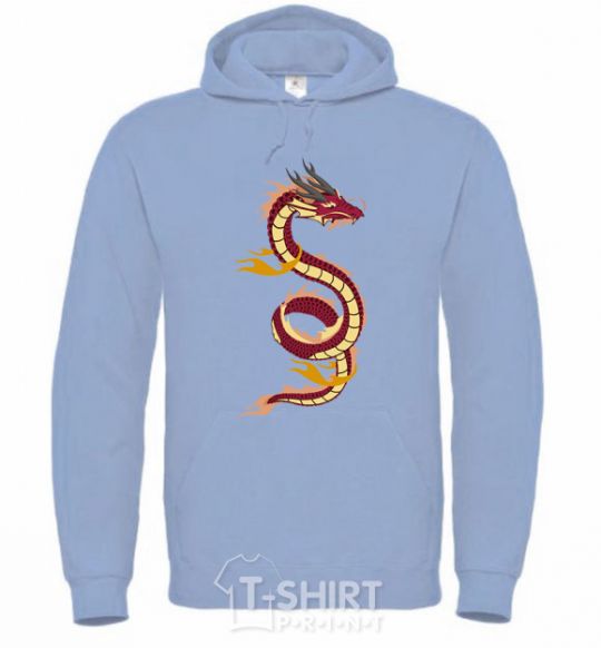 Men`s hoodie Burgundy Dragon sky-blue фото