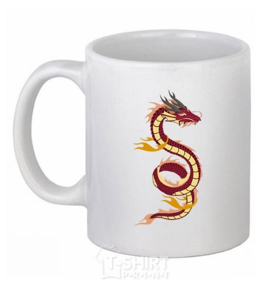Ceramic mug Burgundy Dragon White фото