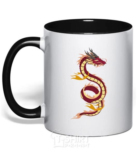Mug with a colored handle Burgundy Dragon black фото