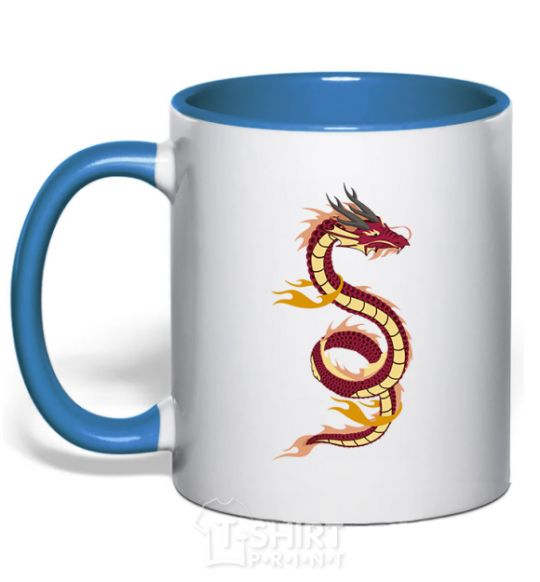 Mug with a colored handle Burgundy Dragon royal-blue фото