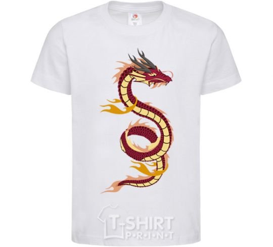 Kids T-shirt Burgundy Dragon White фото