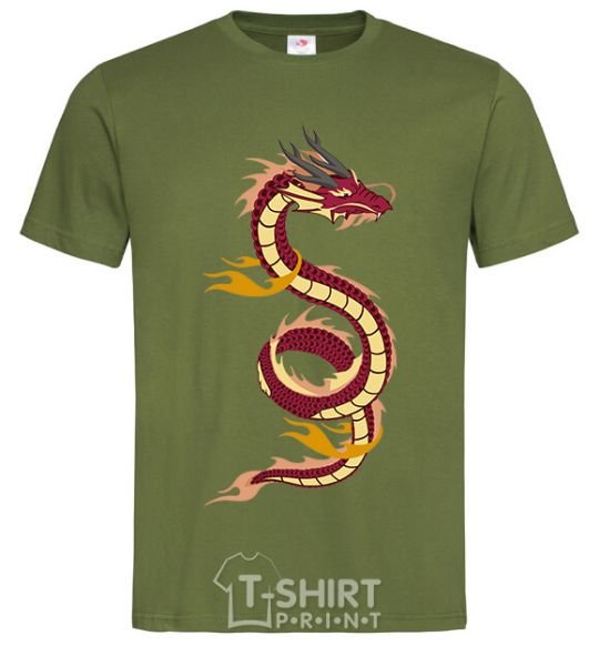 Мужская футболка Burgundy Dragon Оливковый фото