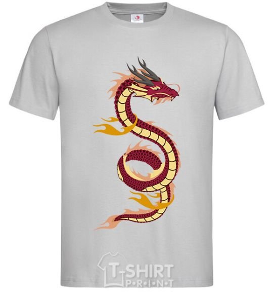 Men's T-Shirt Burgundy Dragon grey фото