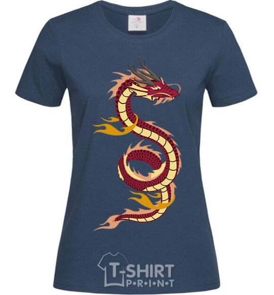 Women's T-shirt Burgundy Dragon navy-blue фото