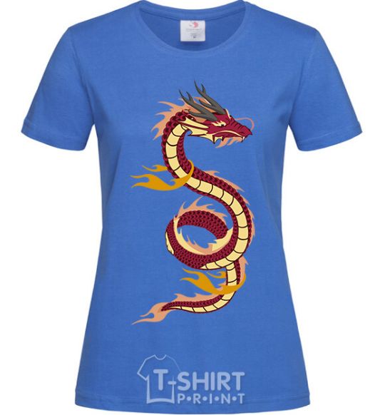 Women's T-shirt Burgundy Dragon royal-blue фото