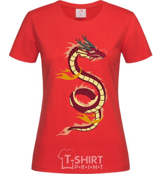 Женская футболка Burgundy Dragon Красный фото