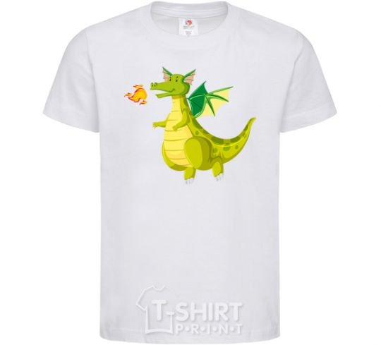 Kids T-shirt Green Dragon White фото