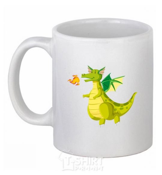 Ceramic mug Green Dragon White фото