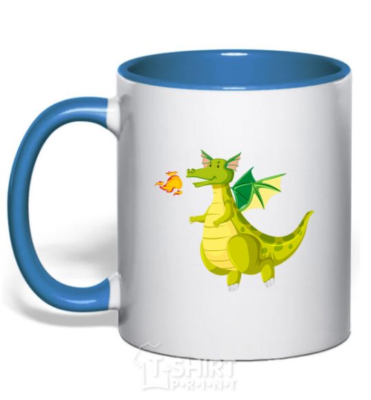 Mug with a colored handle Green Dragon royal-blue фото