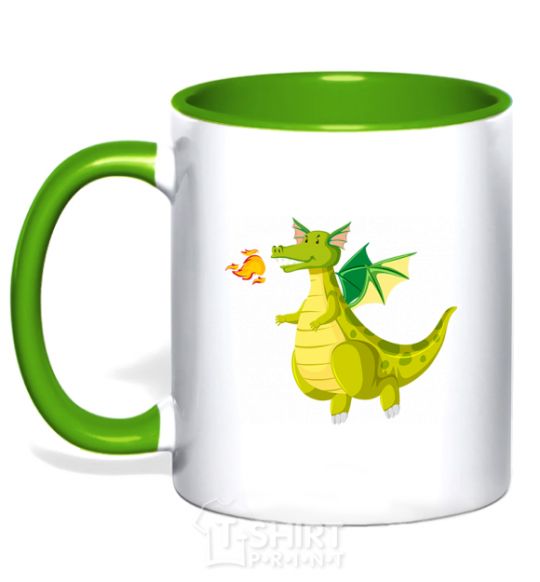 Mug with a colored handle Green Dragon kelly-green фото
