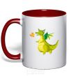 Mug with a colored handle Green Dragon red фото