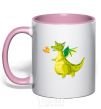 Mug with a colored handle Green Dragon light-pink фото