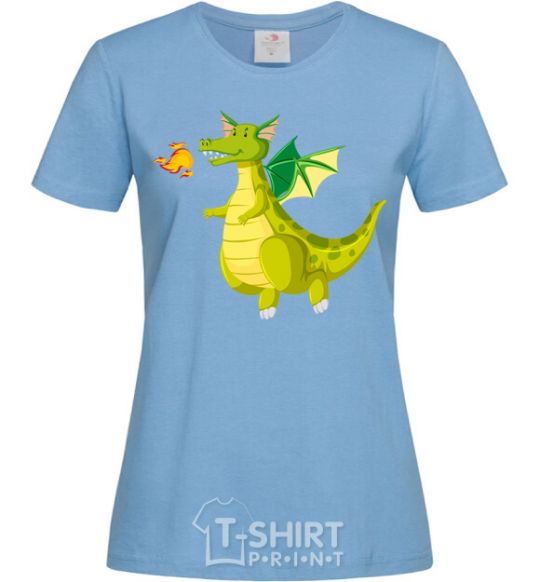 Women's T-shirt Green Dragon sky-blue фото