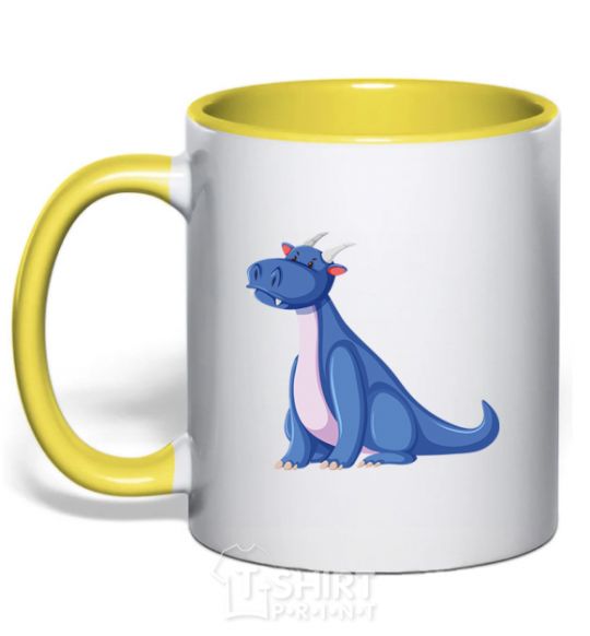 Mug with a colored handle Blue Dragon V.1 yellow фото