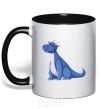 Mug with a colored handle Blue Dragon V.1 black фото