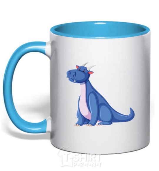 Mug with a colored handle Blue Dragon V.1 sky-blue фото