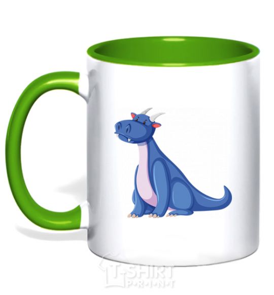 Mug with a colored handle Blue Dragon V.1 kelly-green фото