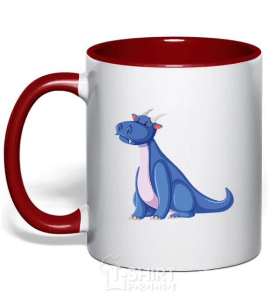 Mug with a colored handle Blue Dragon V.1 red фото