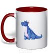 Mug with a colored handle Blue Dragon V.1 red фото