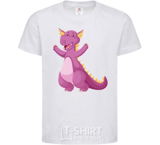 Kids T-shirt Purple Dragon White фото