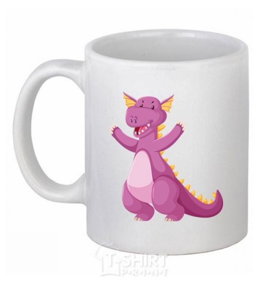 Ceramic mug Purple Dragon White фото