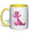 Mug with a colored handle Purple Dragon yellow фото
