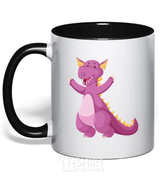 Mug with a colored handle Purple Dragon black фото