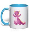 Mug with a colored handle Purple Dragon sky-blue фото