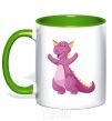 Mug with a colored handle Purple Dragon kelly-green фото