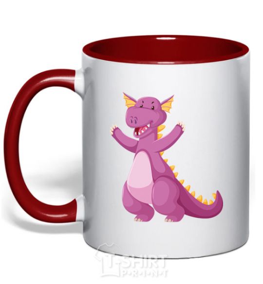 Mug with a colored handle Purple Dragon red фото