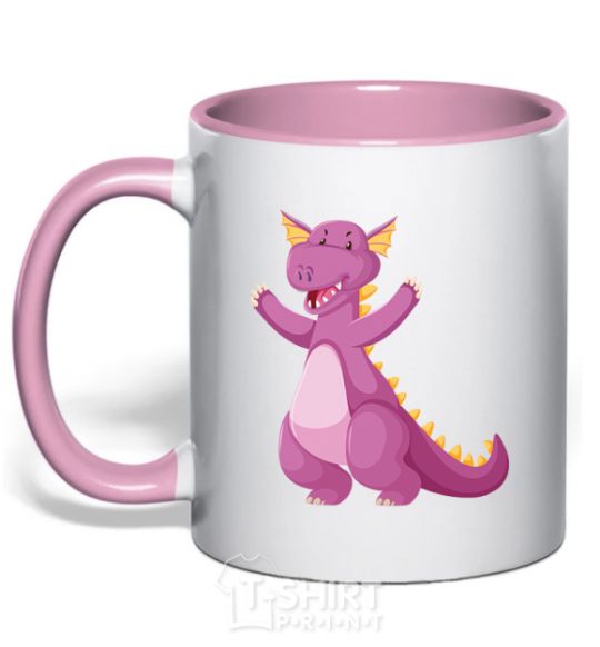 Mug with a colored handle Purple Dragon light-pink фото