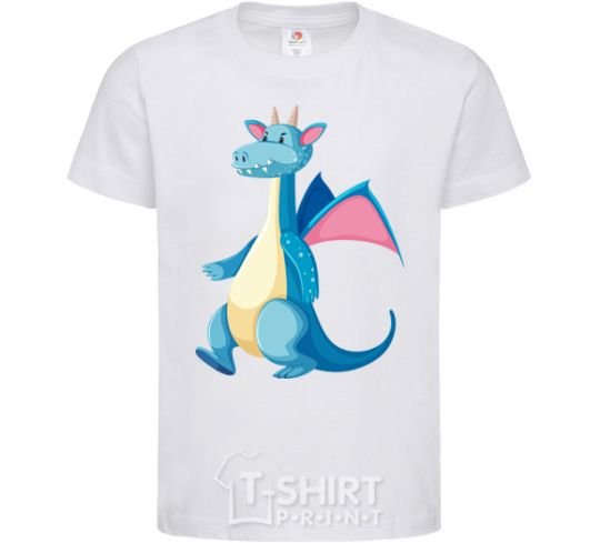 Kids T-shirt Blue Dragon White фото