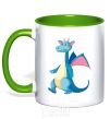 Mug with a colored handle Blue Dragon kelly-green фото